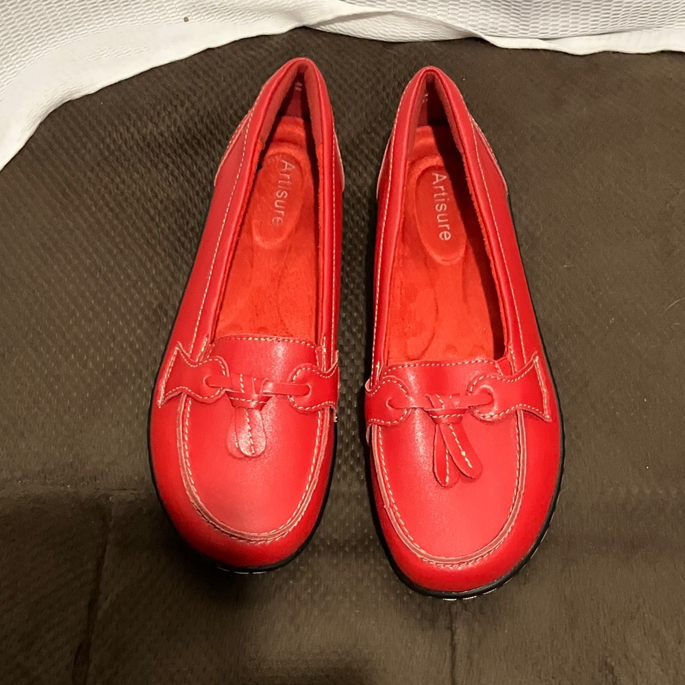 artis Red Leather Tassel Slip-Ons
